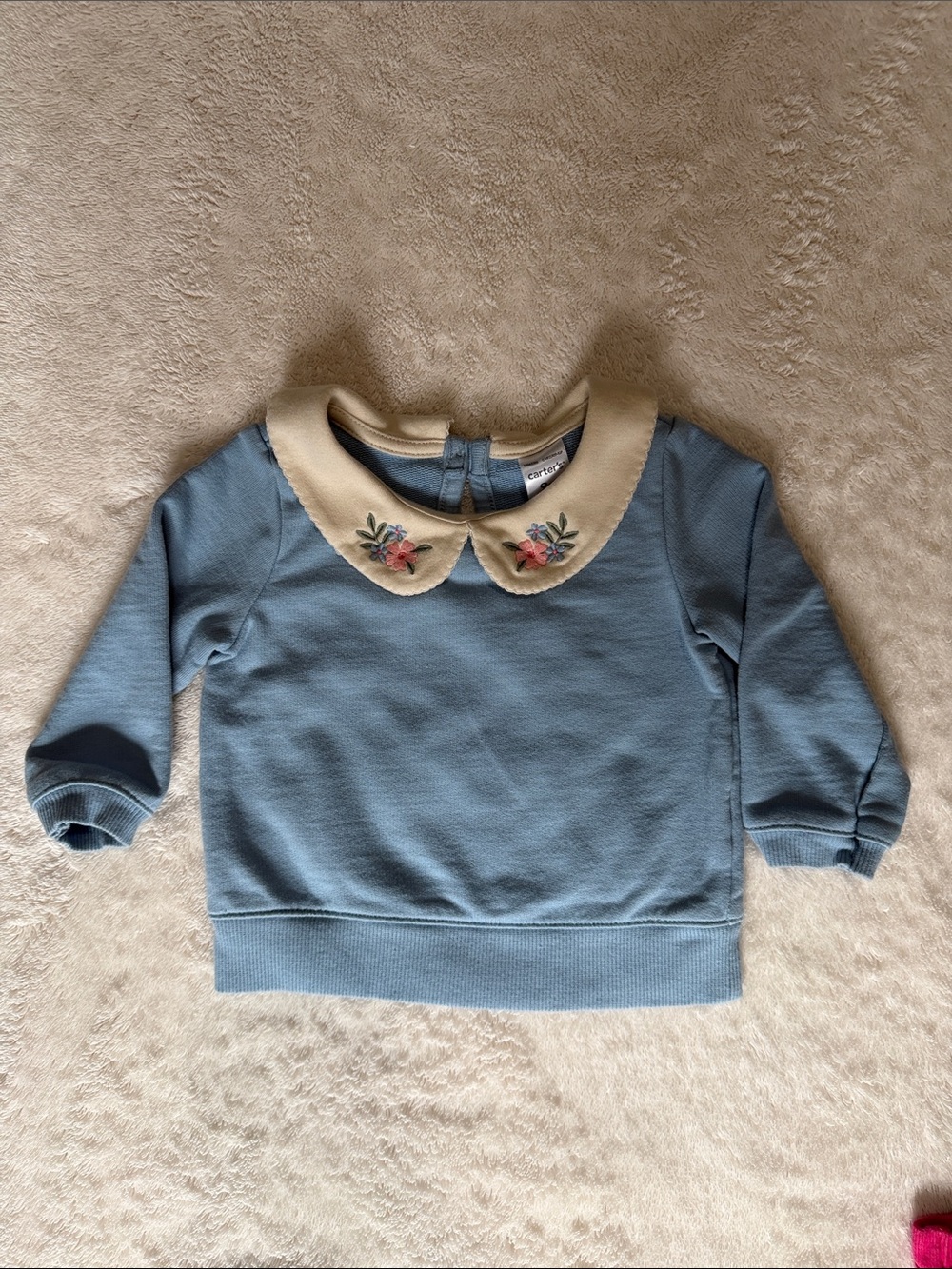 Carter's Light Blue Sweatshirt with Cream Peter Pan Collar